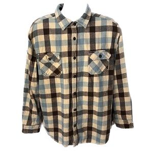 Dakota Grizzly Shirt Flannel Plaid Sz XXL Cowboy Western Brown Blue 100% CottonD